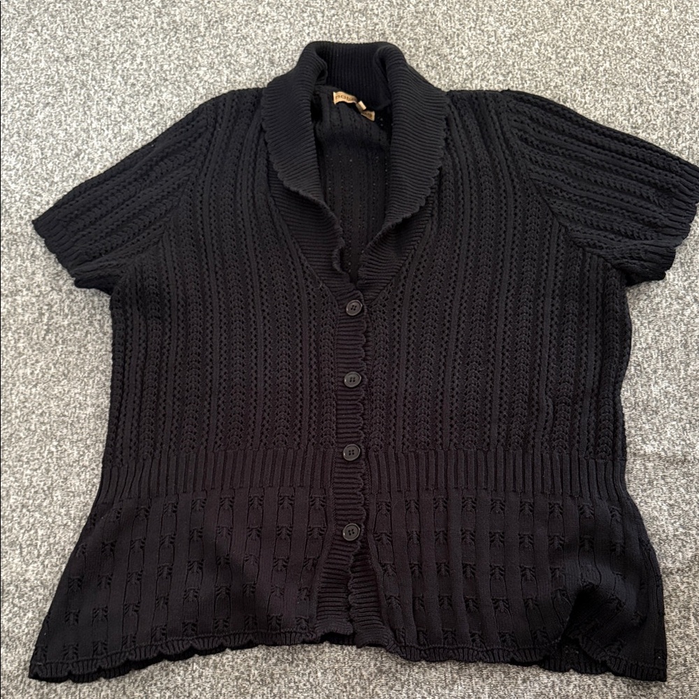 Notations Black short Sleeve Knit Cardigan